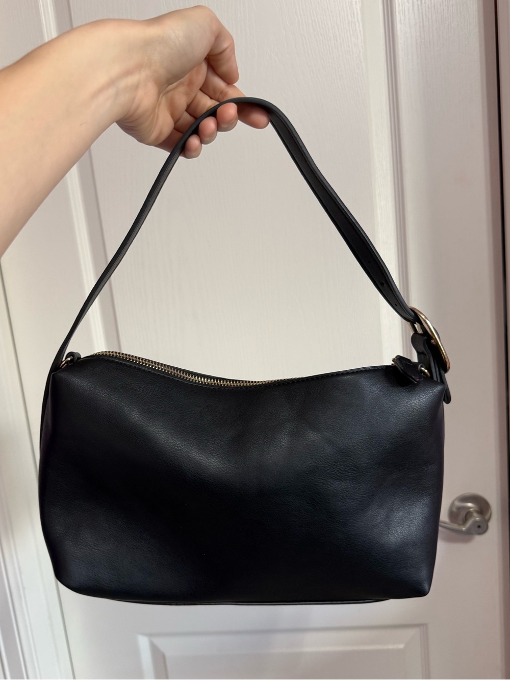 Old Navy Slouchy Black Shoulder Bag with Gold Accent